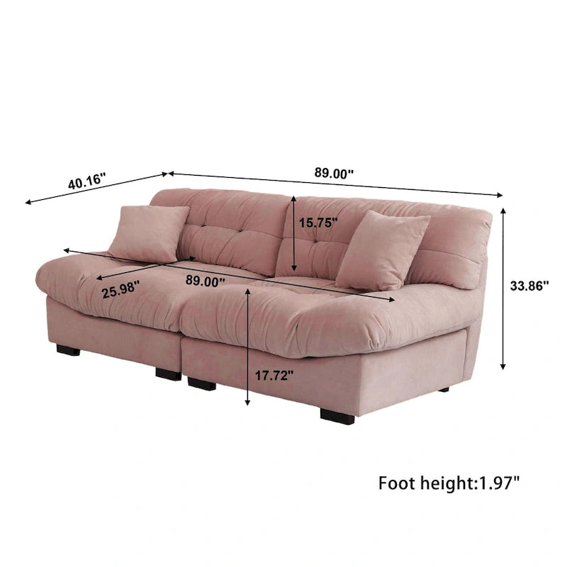 Cloud Loveseat Sofa with High-Density Foam and Down Fill, Removable Cover
