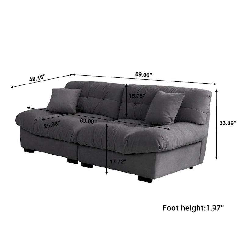 Cloud Loveseat Sofa with High-Density Foam and Down Fill, Removable Cover