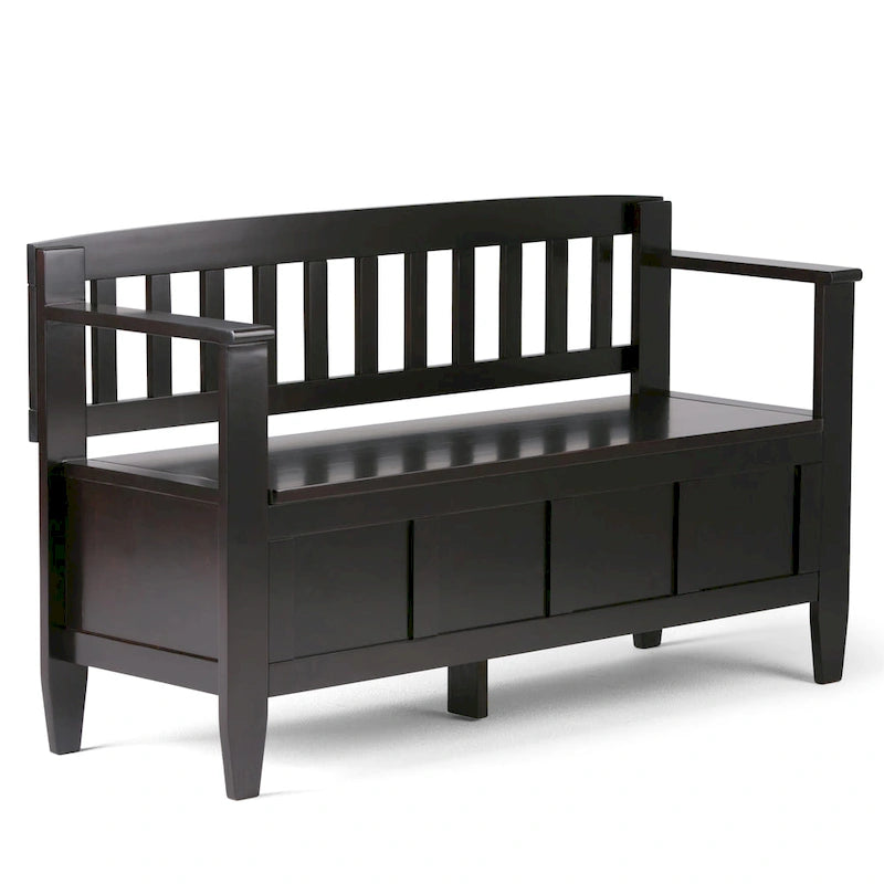 Solid Wood Entryway Storage Bench with Flip-Up Lid and Shaker Panels, 48"W