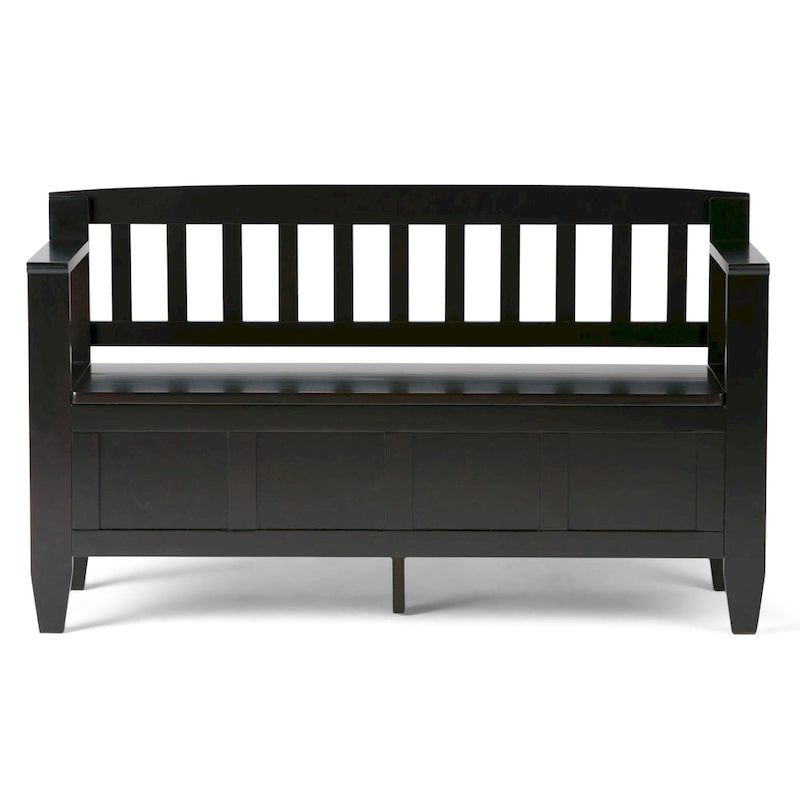 Solid Wood Entryway Storage Bench with Flip-Up Lid and Shaker Panels, 48"W