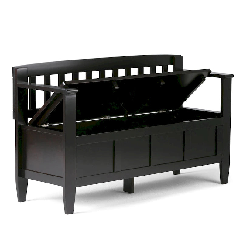 Solid Wood Entryway Storage Bench with Flip-Up Lid and Shaker Panels, 48"W