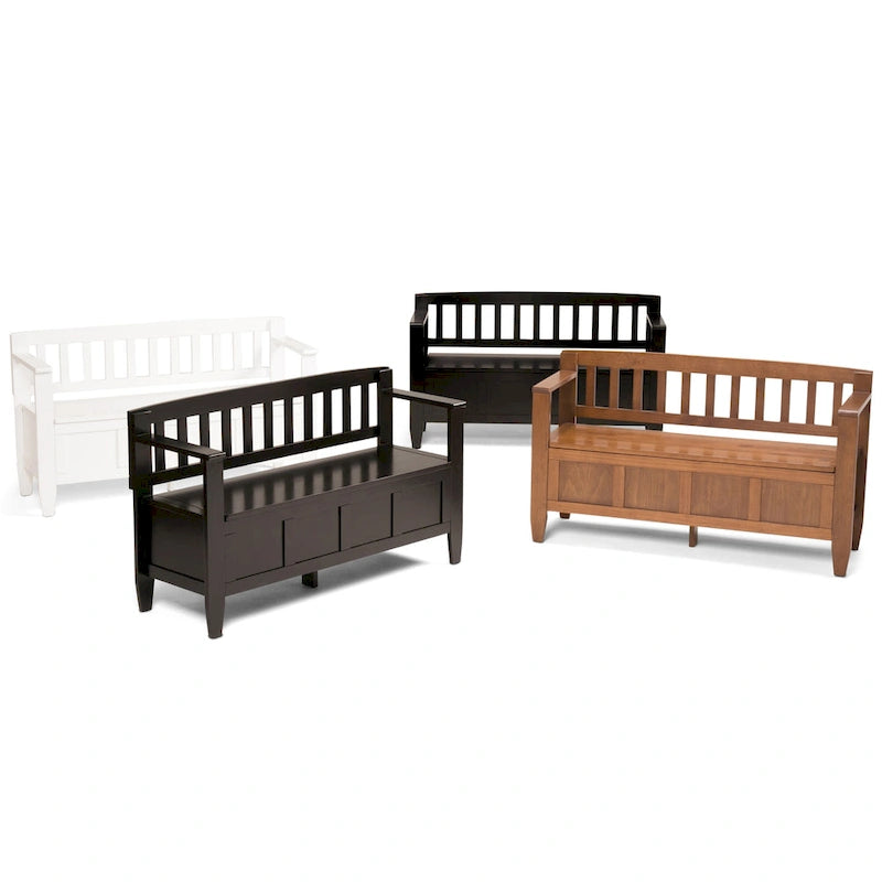 Solid Wood Entryway Storage Bench with Flip-Up Lid and Shaker Panels, 48"W