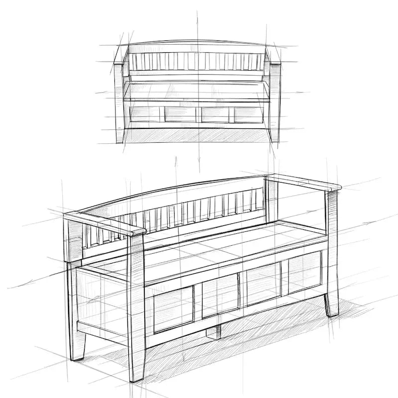Solid Wood Entryway Storage Bench with Flip-Up Lid and Shaker Panels, 48"W