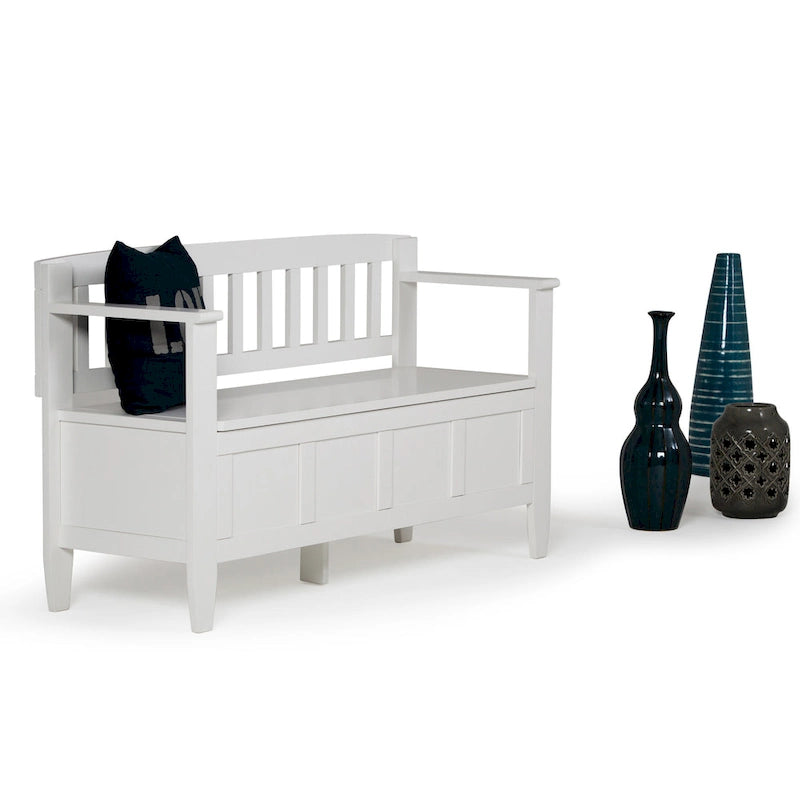 Solid Wood Entryway Storage Bench with Flip-Up Lid and Shaker Panels, 48"W