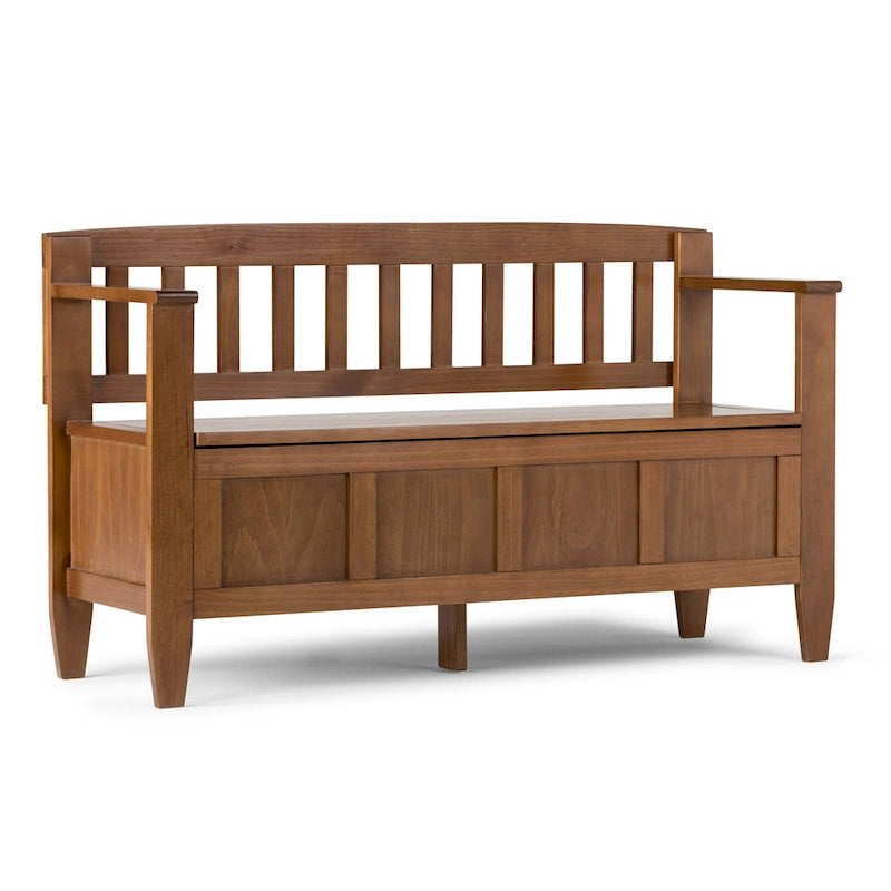 Solid Wood Entryway Storage Bench with Flip-Up Lid and Shaker Panels, 48"W