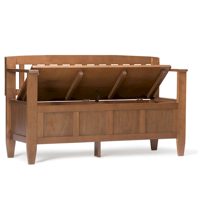 Solid Wood Entryway Storage Bench with Flip-Up Lid and Shaker Panels, 48"W