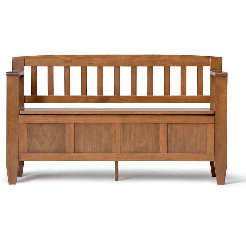 Solid Wood Entryway Storage Bench with Flip-Up Lid and Shaker Panels, 48"W