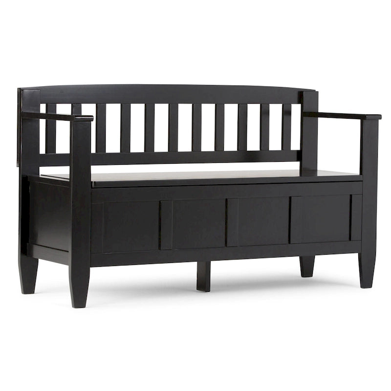 Solid Wood Entryway Storage Bench with Flip-Up Lid and Shaker Panels, 48"W