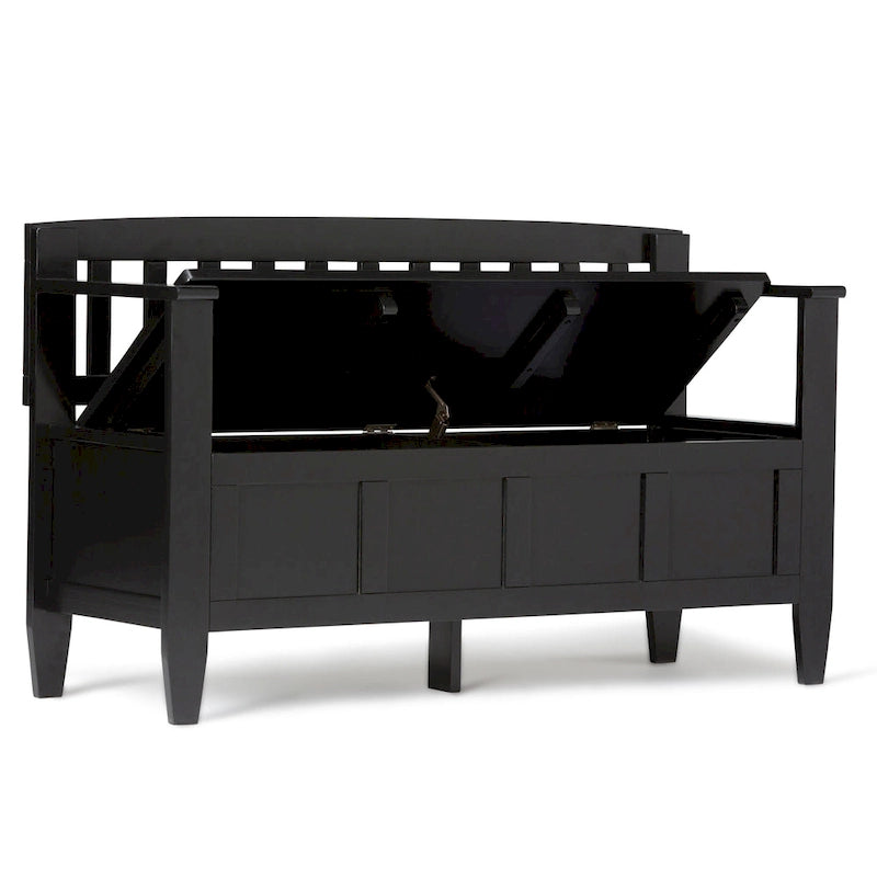 Solid Wood Entryway Storage Bench with Flip-Up Lid and Shaker Panels, 48"W