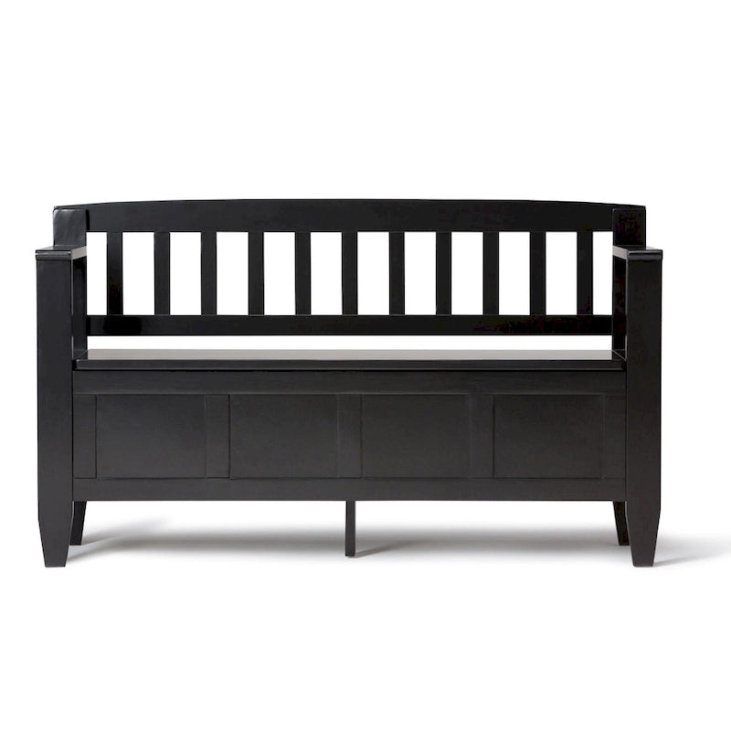 Solid Wood Entryway Storage Bench with Flip-Up Lid and Shaker Panels, 48"W