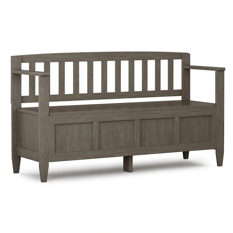 Solid Wood Entryway Storage Bench with Flip-Up Lid and Shaker Panels, 48"W