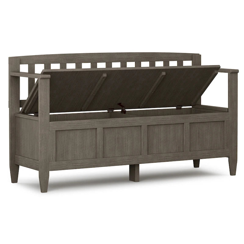 Solid Wood Entryway Storage Bench with Flip-Up Lid and Shaker Panels, 48"W