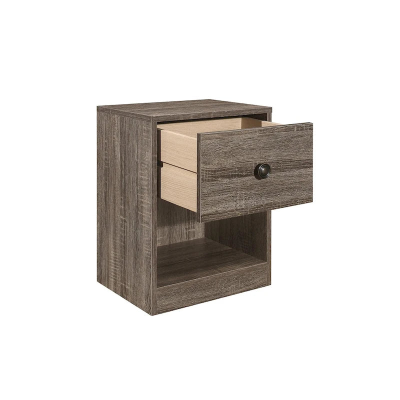 Bedroom Nightstand with Drawer and Open Shelf
