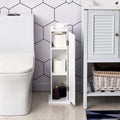 Vertical Bathroom Storage Cabinet with 3 Shelves and Top Opening, Matte White