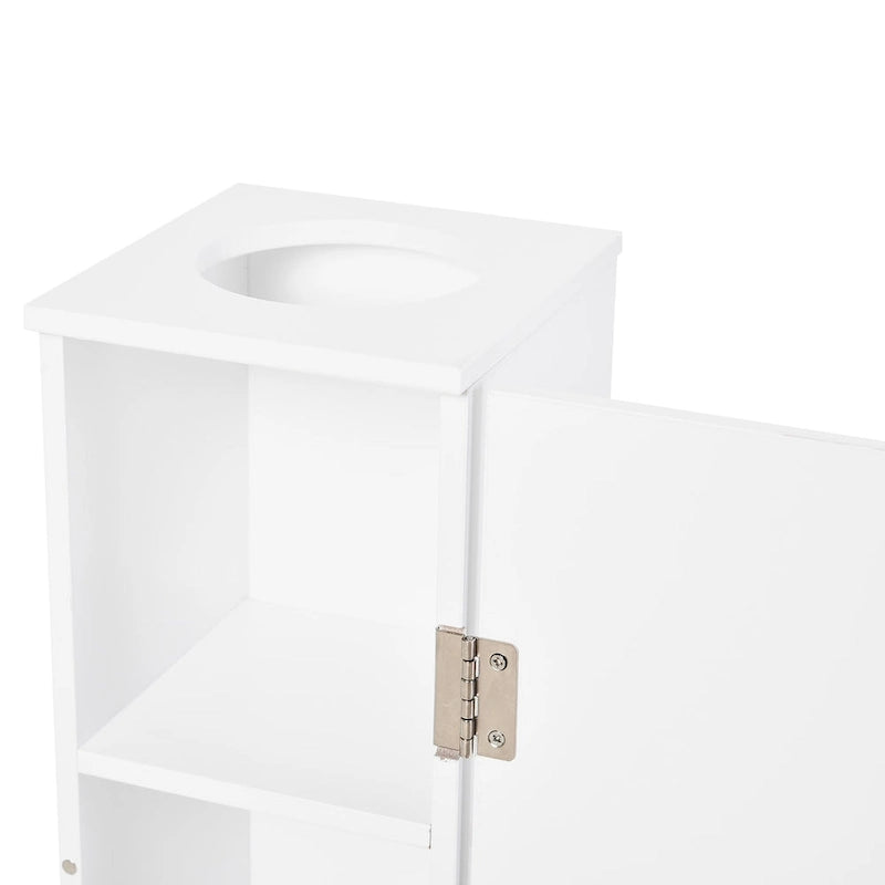 Vertical Bathroom Storage Cabinet with 3 Shelves and Top Opening, Matte White