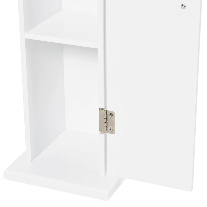 Vertical Bathroom Storage Cabinet with 3 Shelves and Top Opening, Matte White