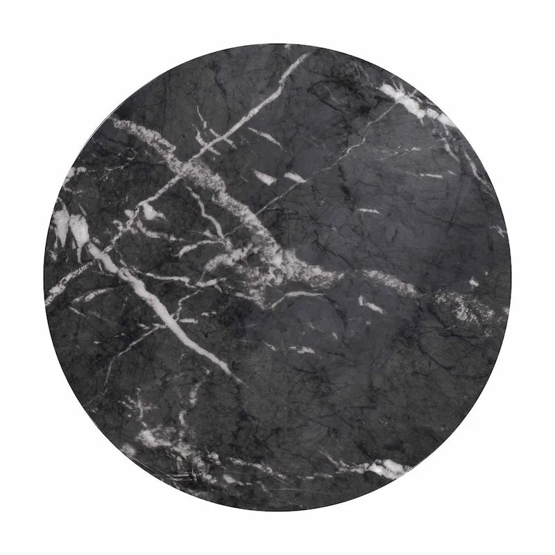 Round Black Marble Finish Concrete Side Table