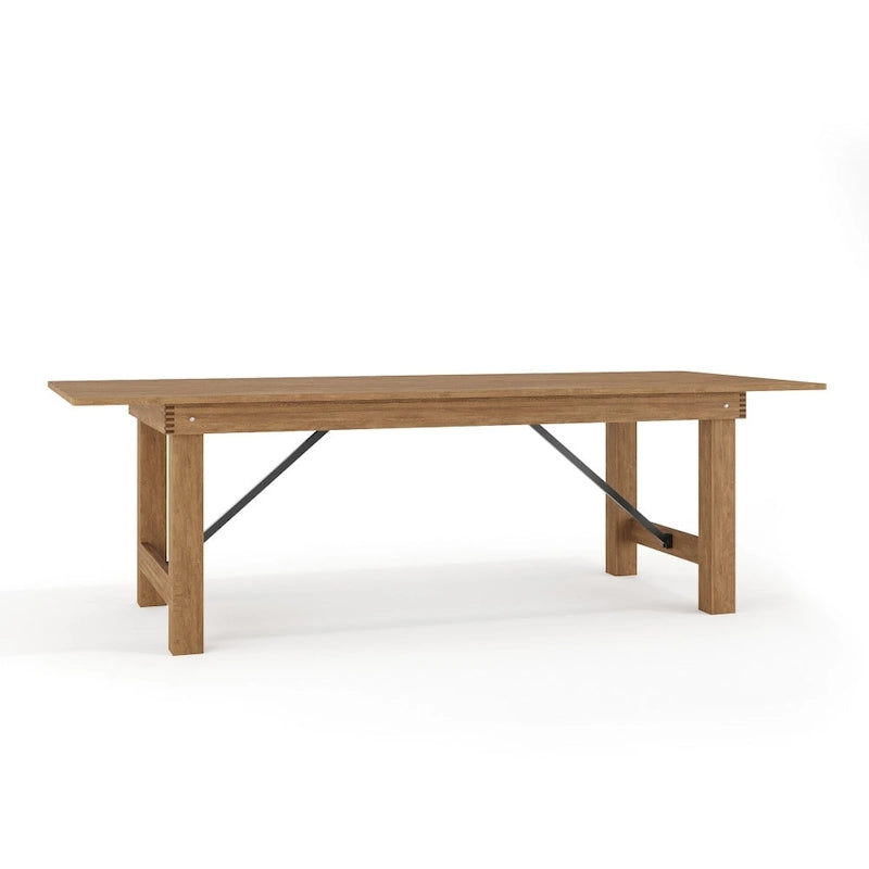 8ft Solid Pine Folding Farmhouse Dining Table, Seats 8, Indoor/Outdoor