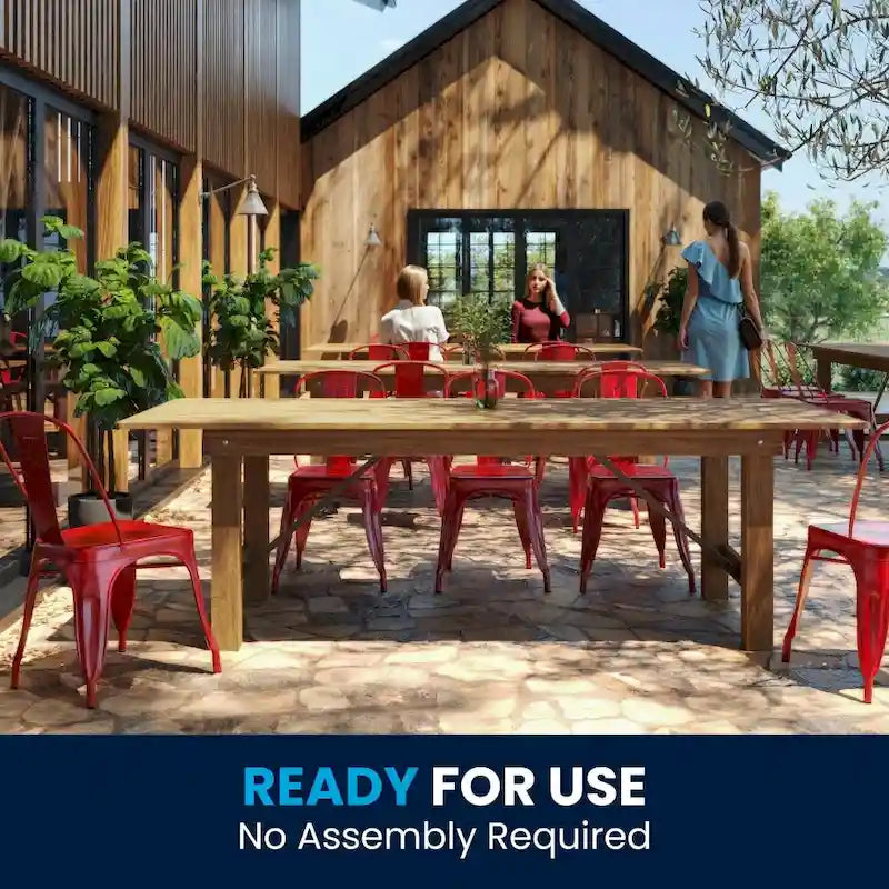 8ft Solid Pine Folding Farmhouse Dining Table, Seats 8, Indoor/Outdoor