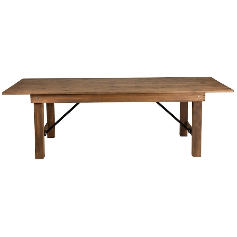 8ft Solid Pine Folding Farmhouse Dining Table, Seats 8, Indoor/Outdoor