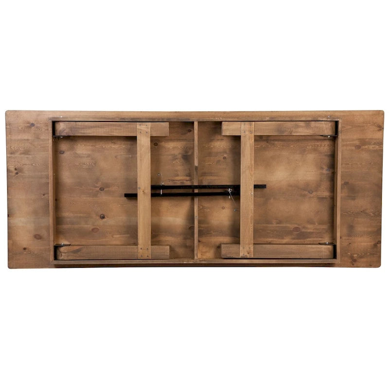 8ft Solid Pine Folding Farmhouse Dining Table, Seats 8, Indoor/Outdoor