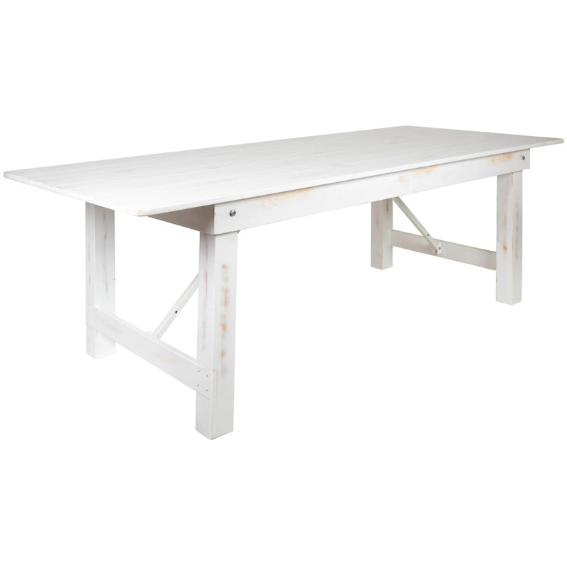 8ft Solid Pine Folding Farmhouse Dining Table, Seats 8, Indoor/Outdoor