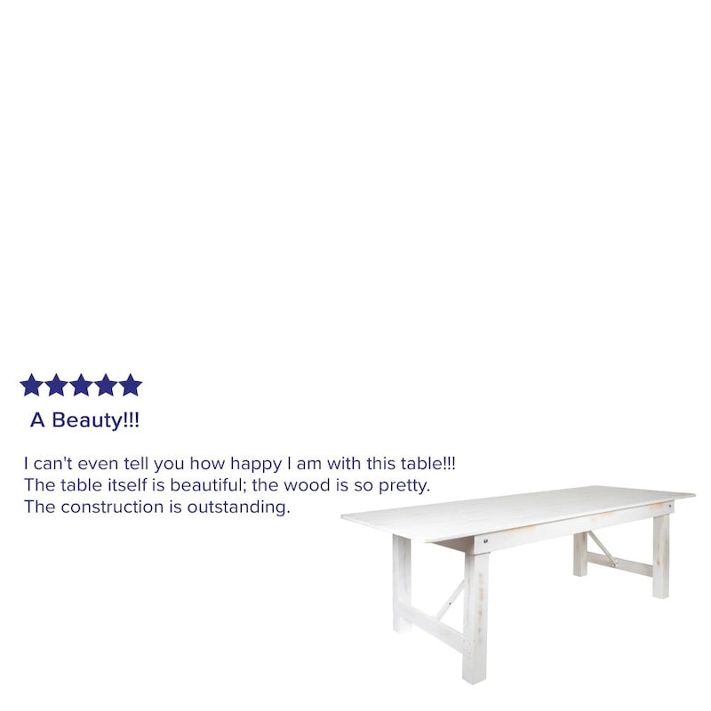 8ft Solid Pine Folding Farmhouse Dining Table, Seats 8, Indoor/Outdoor