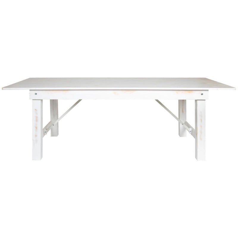8ft Solid Pine Folding Farmhouse Dining Table, Seats 8, Indoor/Outdoor