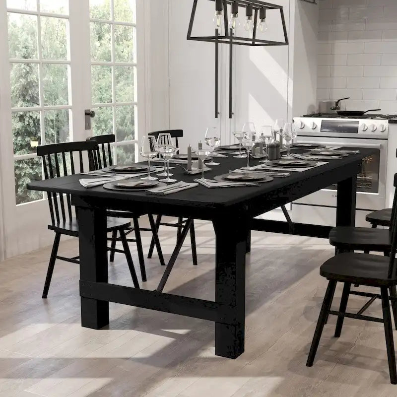 8ft Solid Pine Folding Farmhouse Dining Table, Seats 8, Indoor/Outdoor
