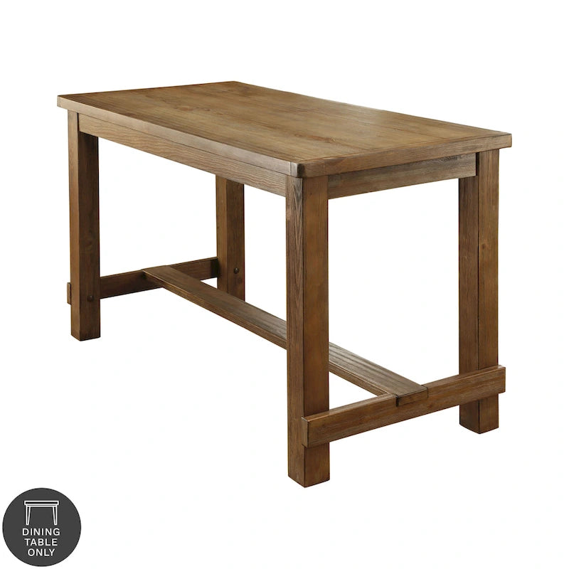 Rustic Brown 60-inch Solid Wood Counter Height Dining Table, Seats 4 to 6