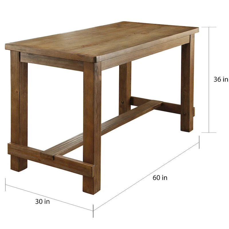 Rustic Brown 60-inch Solid Wood Counter Height Dining Table, Seats 4 to 6