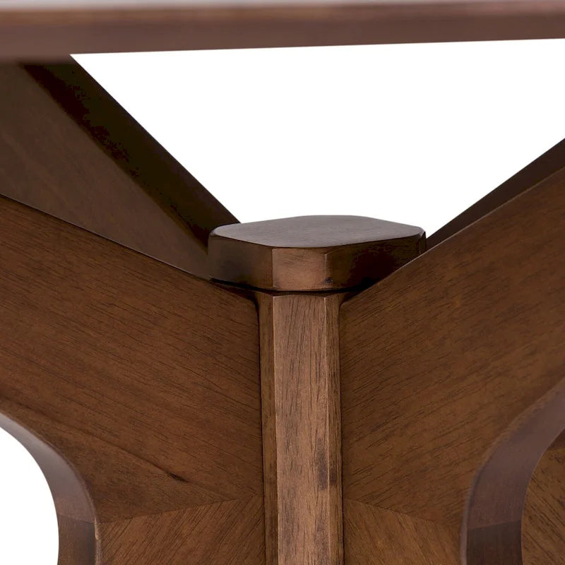 Satin Walnut Round Pedestal Dining Table with Architectural Base, 47"