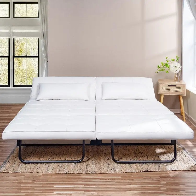 4-in-1 Convertible Sleeper Chair Ottoman Bed with Linen Fabric