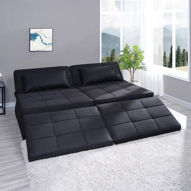 4-in-1 Convertible Sleeper Chair Ottoman Bed with Linen Fabric