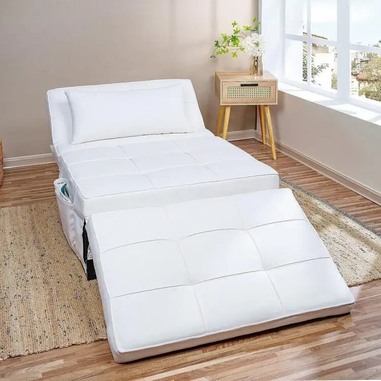 4-in-1 Convertible Sleeper Chair Ottoman Bed with Linen Fabric