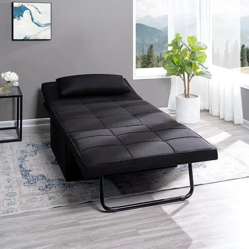 4-in-1 Convertible Sleeper Chair Ottoman Bed with Linen Fabric