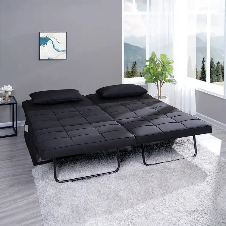 4-in-1 Convertible Sleeper Chair Ottoman Bed with Linen Fabric