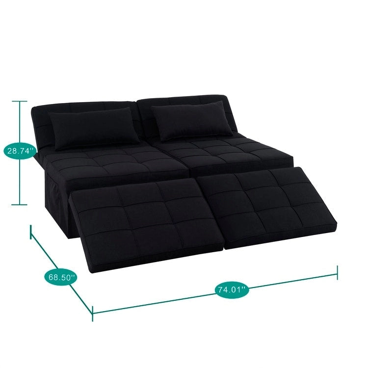 4-in-1 Convertible Sleeper Chair Ottoman Bed with Linen Fabric