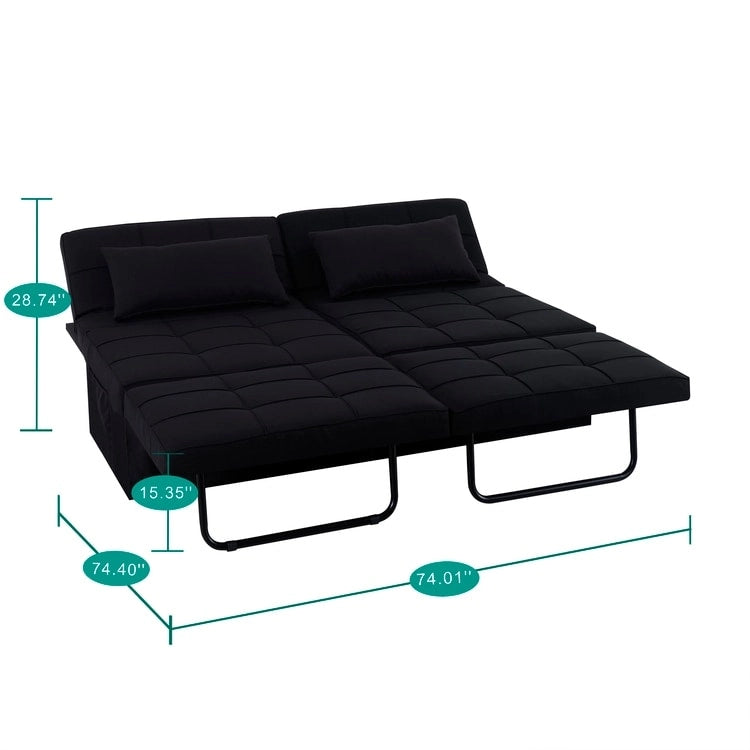 4-in-1 Convertible Sleeper Chair Ottoman Bed with Linen Fabric
