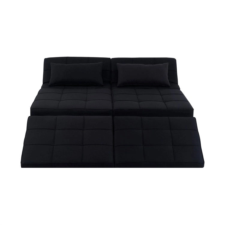 4-in-1 Convertible Sleeper Chair Ottoman Bed with Linen Fabric