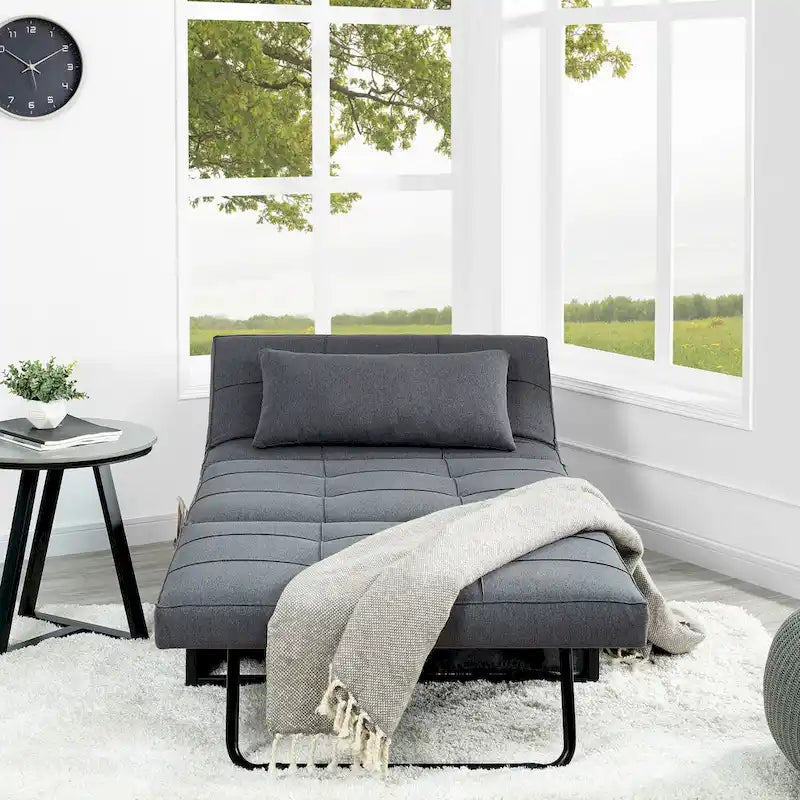 4-in-1 Convertible Sleeper Chair Ottoman Bed with Linen Fabric