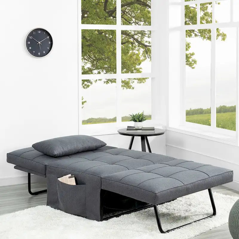 4-in-1 Convertible Sleeper Chair Ottoman Bed with Linen Fabric