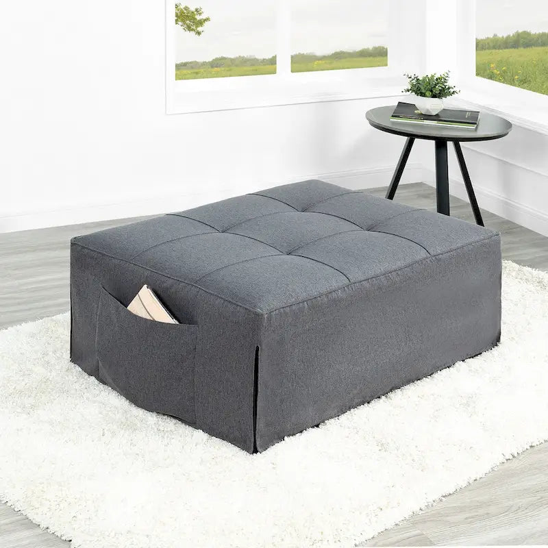 4-in-1 Convertible Sleeper Chair Ottoman Bed with Linen Fabric