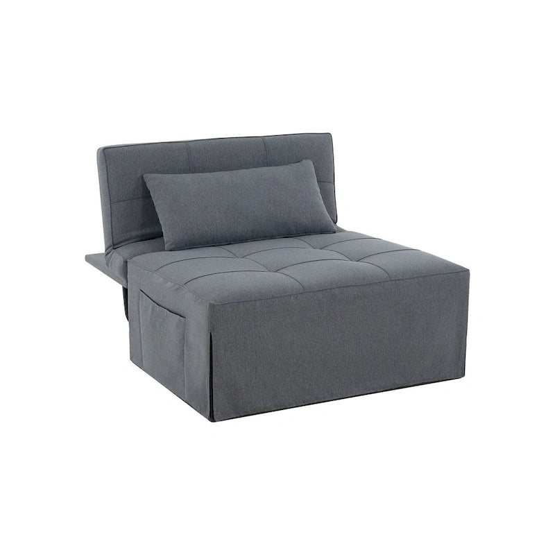 4-in-1 Convertible Sleeper Chair Ottoman Bed with Linen Fabric