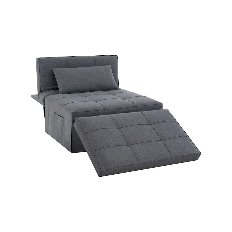 4-in-1 Convertible Sleeper Chair Ottoman Bed with Linen Fabric
