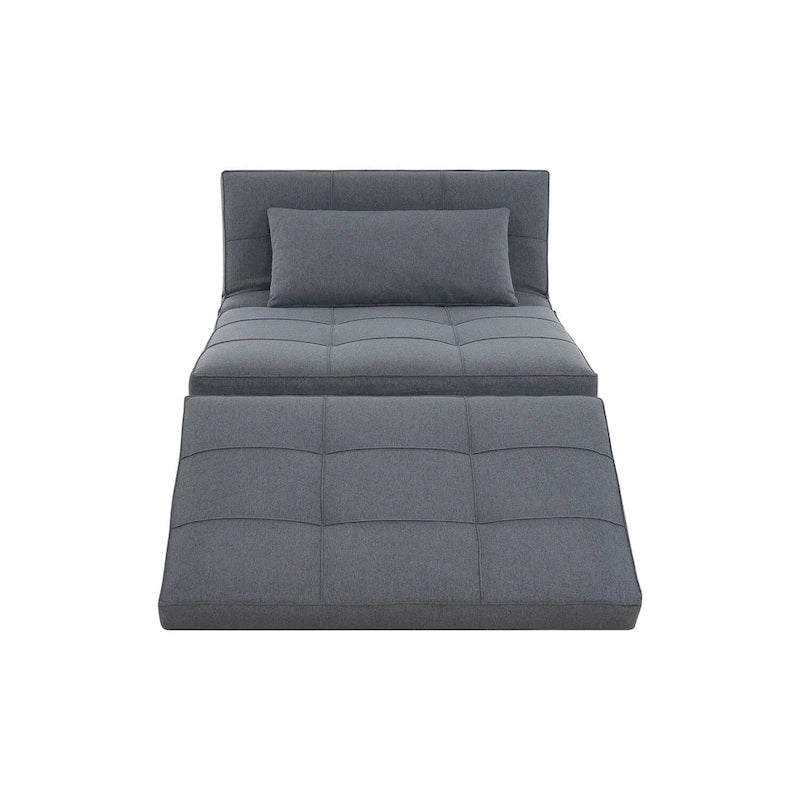 4-in-1 Convertible Sleeper Chair Ottoman Bed with Linen Fabric