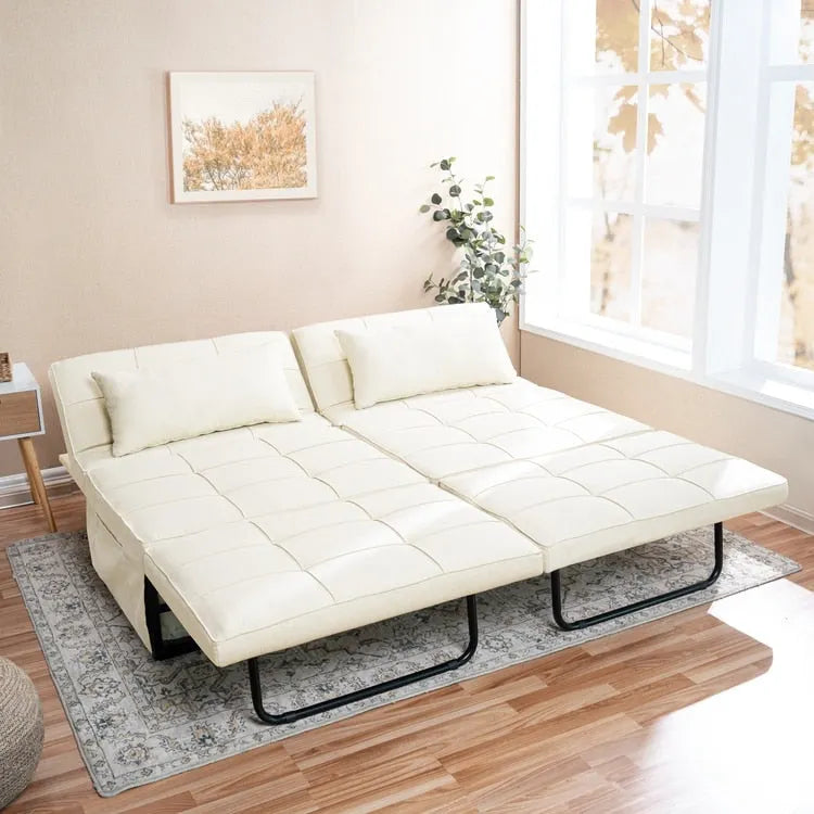 4-in-1 Convertible Sleeper Chair Ottoman Bed with Linen Fabric