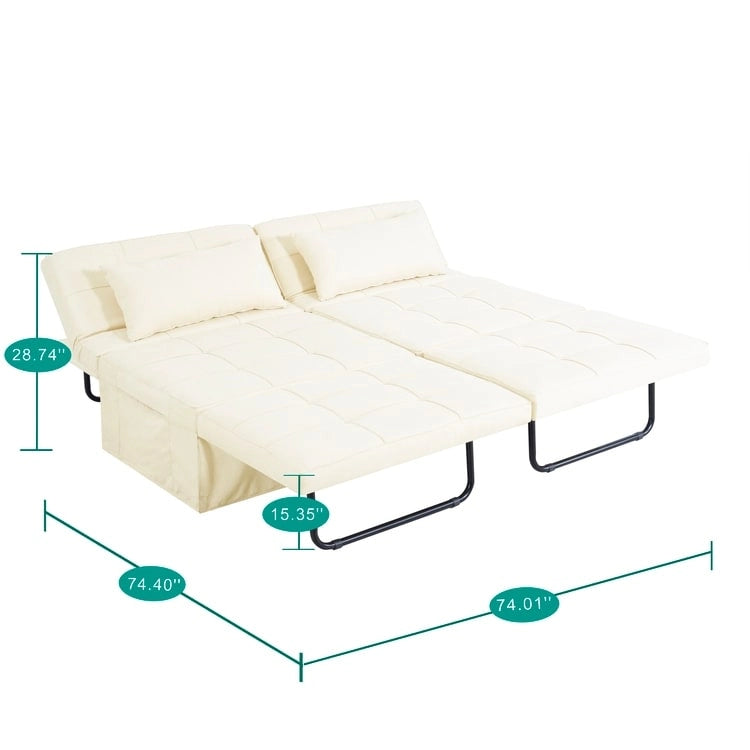 4-in-1 Convertible Sleeper Chair Ottoman Bed with Linen Fabric