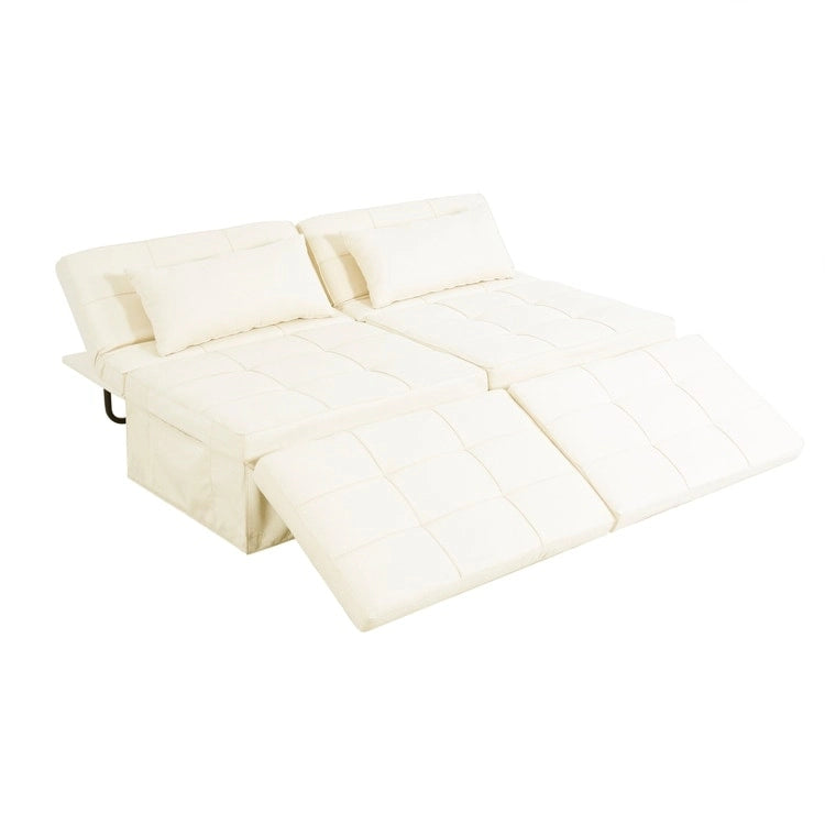 4-in-1 Convertible Sleeper Chair Ottoman Bed with Linen Fabric