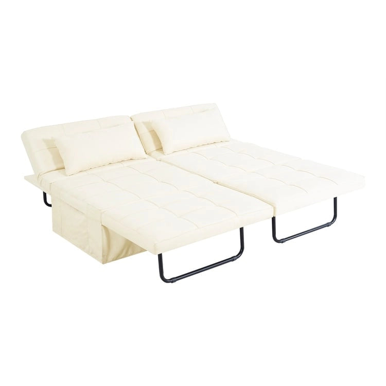4-in-1 Convertible Sleeper Chair Ottoman Bed with Linen Fabric